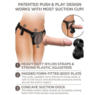 King cock elite - kit de arnês ajustável deluxe anel com testículos e dildo 20,3 cm king cock caliente. Pt