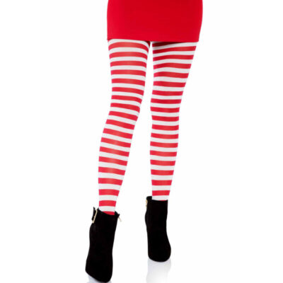 Leg avenue - calas listradas branca/vermelha leg avenue hosiery caliente. Pt