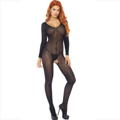 Alternative view of leg avenue - bodystocking manga comprida preto