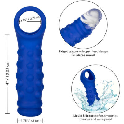 Admiral - capa para pênis com frisas silicone líquido azul calexotics caliente. Pt