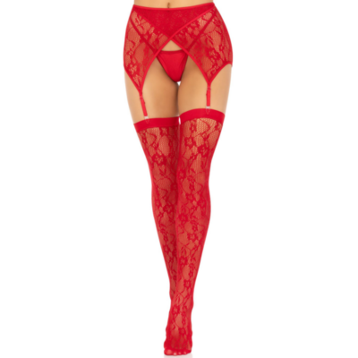 Leg avenue - coxas de renda e cinto de ligas vermelho leg avenue hosiery caliente. Pt
