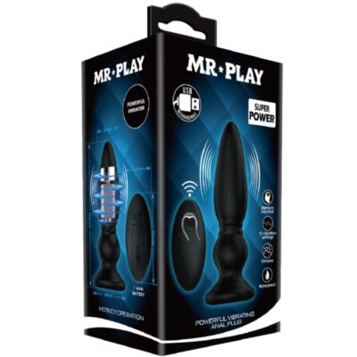 Mr play - plugue anal de controle remoto vibrador poderoso preto mr play caliente. Pt
