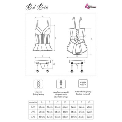 Livco corsetti fashion - red rose lc 90130 corset + calcinha vermelha l/xl livco corsetti sets caliente. Pt