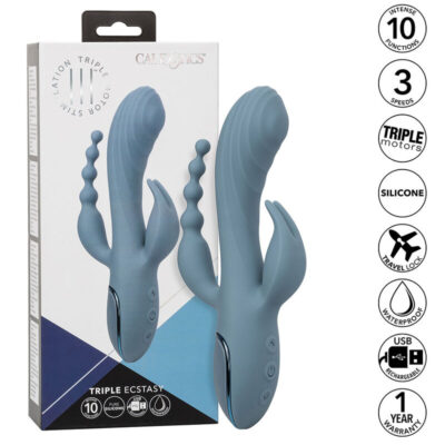 Alternative view of CALIFORNIA EXOTICS - VIBRADOR TRIPLO ECSTASY CINZA
