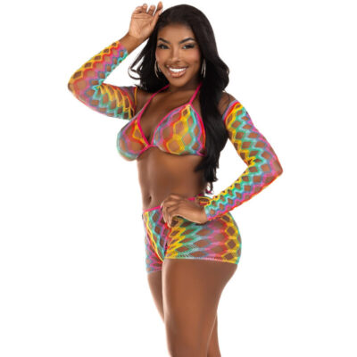 Leg avenue - conjunto de três peças multicolor leg avenue sets caliente. Pt
