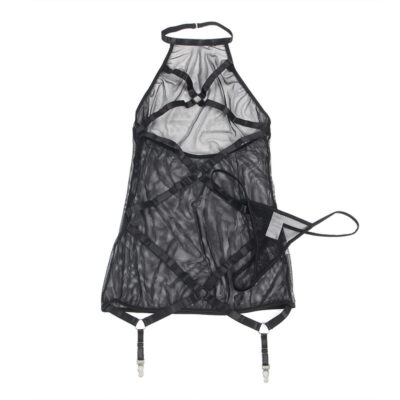 Subllime - vestido halter neck transparente preto l/xl subblime dresses caliente. Pt