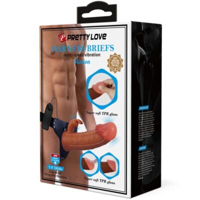 Pretty love - marion harness cuecas universais com dildo vibratório 19 cm marrom pretty love caliente. Pt