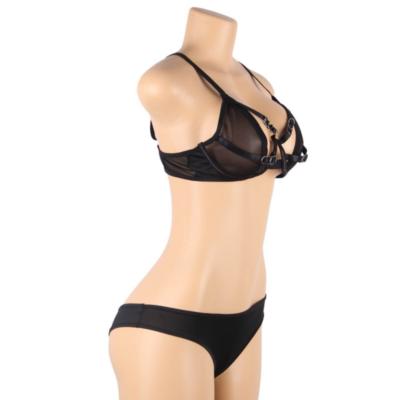 Subblime - conjunto de duas peças sutiã transparência e tiras s/m subblime sets caliente. Pt
