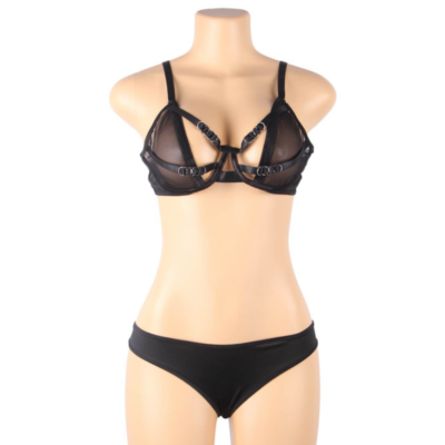 Subblime - conjunto de duas peças sutiã transparência e tiras s/m subblime sets caliente. Pt