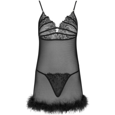 Livco corsetti fashion - conjunto zerunam babydoll + tanga preta livco corsetti sets caliente. Pt