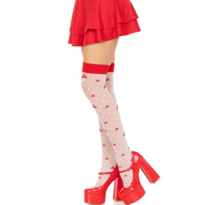 Leg avenue - meias altas cogumelo vermelha/branca leg avenue hosiery caliente. Pt
