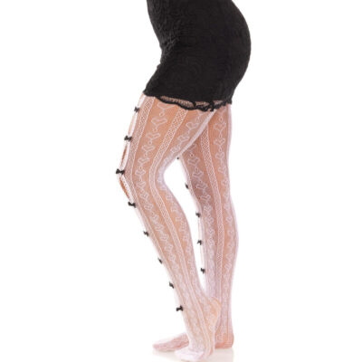 Leg avenue - meias com aberturas coração e laços branco leg avenue hosiery caliente. Pt