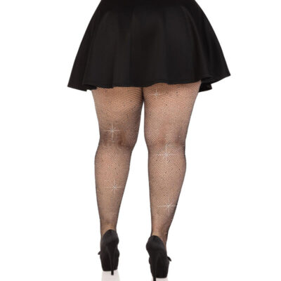 Alternative view of LEG AVENUE - MEIAS DE MALHA CRISTALIZADA PRETAS PLUS SIZE