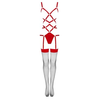 Livco corsetti fashion - thiara lc 20213 conjunto corpo + meias vermelha l/xl livco corsetti sets caliente. Pt