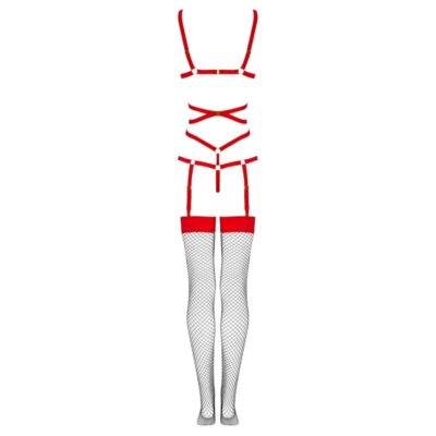 Livco corsetti fashion - thiara lc 20213 conjunto corpo + meias vermelha l/xl livco corsetti sets caliente. Pt