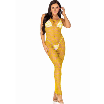 Alternative view of leg avenue - vestido longo net amarelo tamanho único