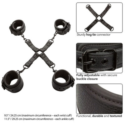 Calexotics - nocturnal conector hog tie cuero ajustável preto calexotics caliente. Pt