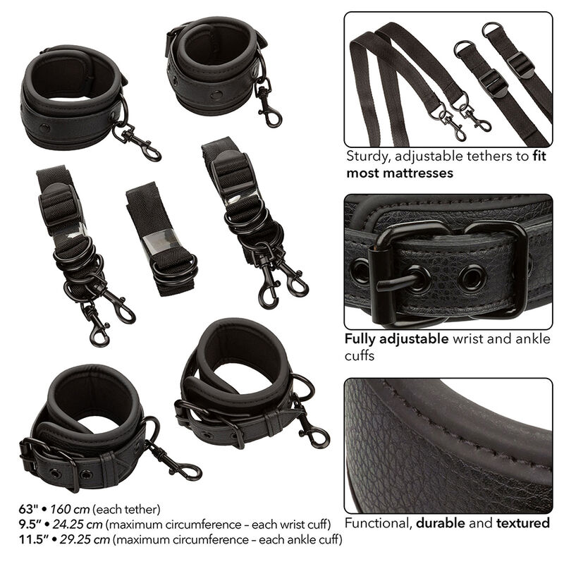 CALEXOTICS - NOCTURNAL RESTRIÇÕES DE CAMA COURO AJUSTÁVEL PRETO 3 Calexotics - nocturnal restrições de cama couro ajustável preto - image 3