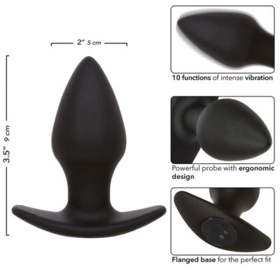 Calexotics - rock bottom plug anal perfeito 10 vibrações silicone preto calexotics caliente. Pt