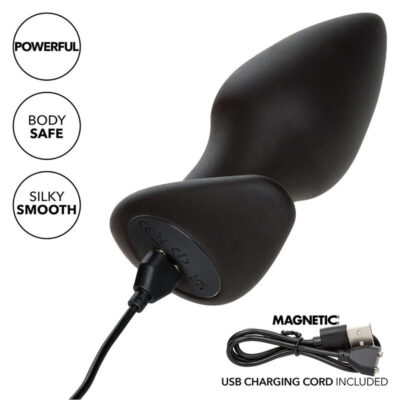 Calexotics - rock bottom plug anal perfeito 10 vibrações silicone preto calexotics caliente. Pt