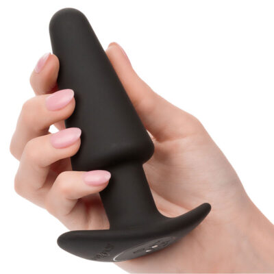 Calexotics - rock bottom plug anal cônico 10 vibrações silicone preto calexotics caliente. Pt