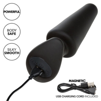 Calexotics - rock bottom plug anal cônico 10 vibrações silicone preto calexotics caliente. Pt
