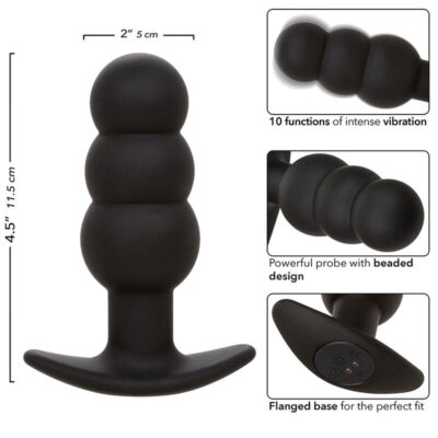 Calexotics - rock bottom plug anal com esferas 10 vibrações silicone preto calexotics caliente. Pt