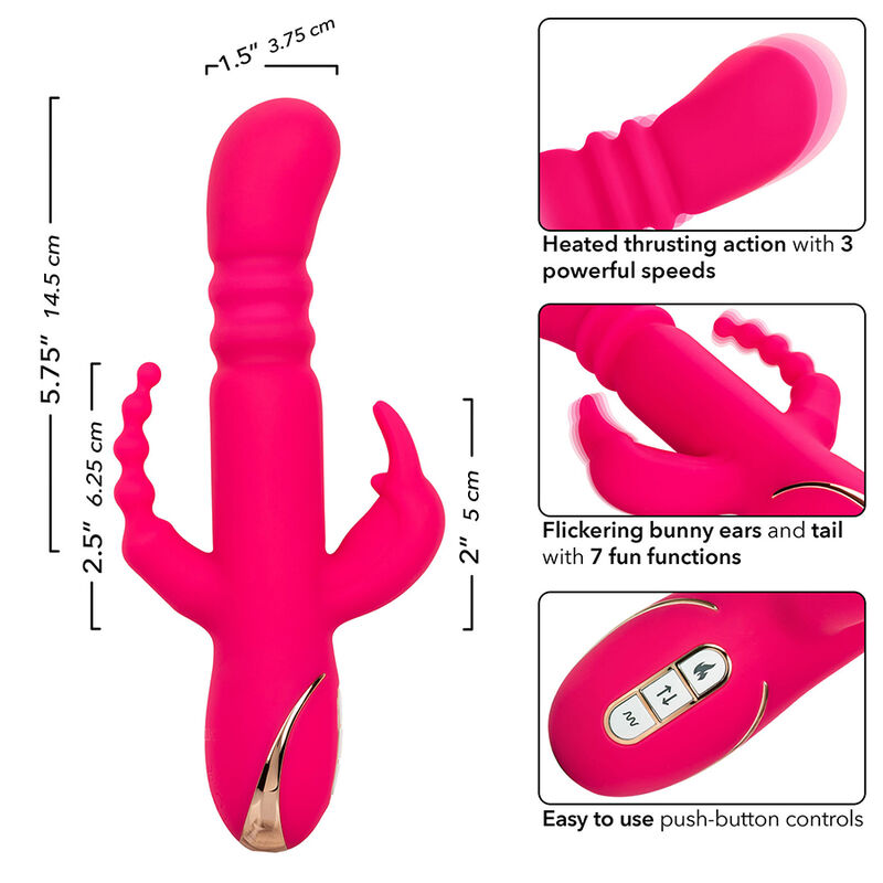 CALEXOTICS - JACK FANTASY VIBRADOR TRIPLO AQUECIDO COELHO ROSA 7 Calexotics - jack fantasy vibrador triplo aquecido coelho rosa - image 7