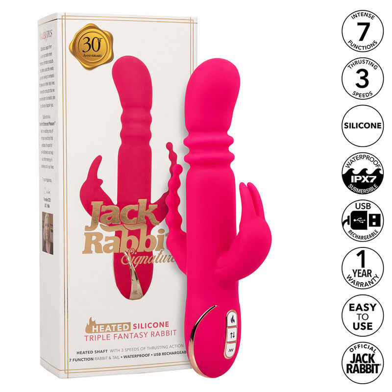 CALEXOTICS - JACK FANTASY VIBRADOR TRIPLO AQUECIDO COELHO ROSA 1 Calexotics - jack fantasy vibrador triplo aquecido coelho rosa