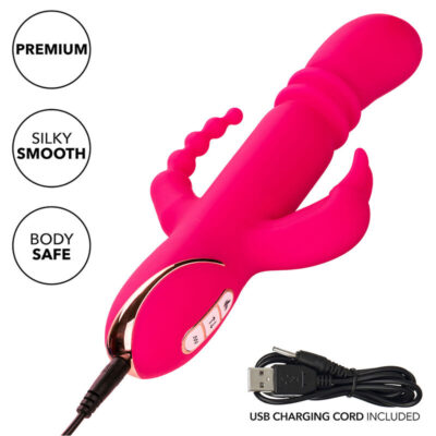 CALEXOTICS - JACK FANTASY VIBRADOR TRIPLO AQUECIDO COELHO ROSA 17 Calexotics - jack fantasy vibrador triplo aquecido coelho rosa calexotics caliente. Pt