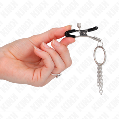 Kink - o ring grampo de bico e pequena corrente prata 6 cm kink nipple grip caliente. Pt