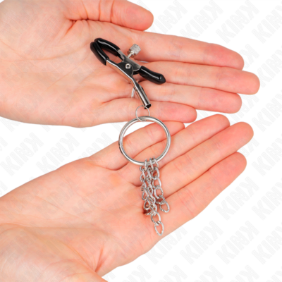 Kink - o ring grampo de bico e pequena corrente prata 6 cm kink nipple grip caliente. Pt