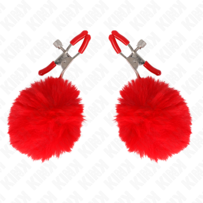 Alternative view of KINK - GRAMPO DE BOLA DE PELE FALSA VERMELHO 6 CM