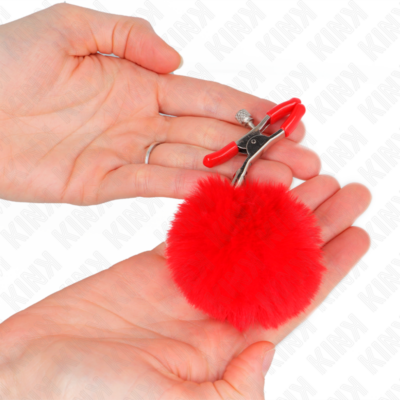 Kink - grampo de bola de pele falsa vermelho 6 cm kink nipple grip caliente. Pt