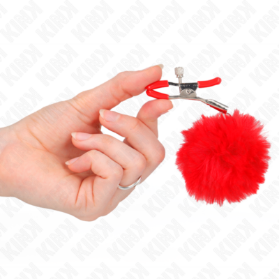 Kink - grampo de bola de pele falsa vermelho 6 cm kink nipple grip caliente. Pt