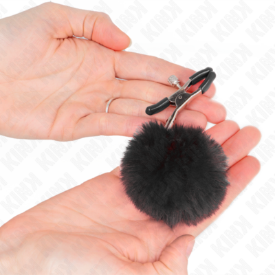 Kink - grampo de bola de pele falsa preto 6 cm kink nipple grip caliente. Pt