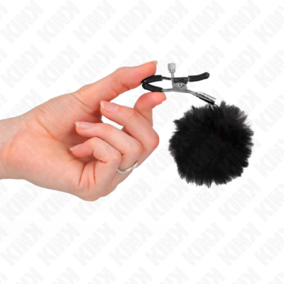 Kink - grampo de bola de pele falsa preto 6 cm kink nipple grip caliente. Pt