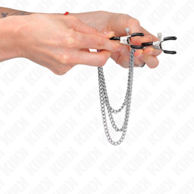 Kink - pinças para bicos com 3 correntes prata 20/23/28 cm kink nipple grip caliente. Pt