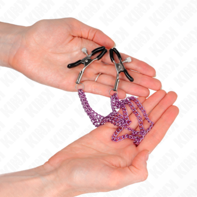 Kink - pinças para bicos com 3 correntes roxo 20/23/28 cm kink nipple grip caliente. Pt