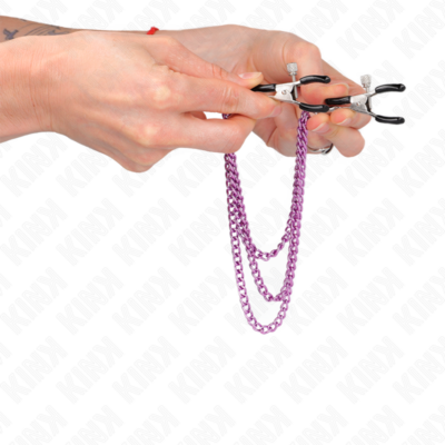 Kink - pinças para bicos com 3 correntes roxo 20/23/28 cm kink nipple grip caliente. Pt