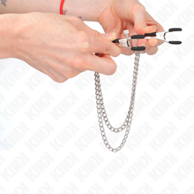Kink - pinças para bicos com 2 correntes grossas prata 20/23 cm kink nipple grip caliente. Pt