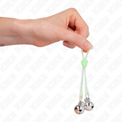 Kink - pinças de crânio luminosas com anel sinos ajustáveis verde / prata kink nipple grip caliente. Pt