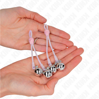 Kink - pinças de crânio luminosas com anel sinos ajustáveis rosa / prata kink nipple grip caliente. Pt