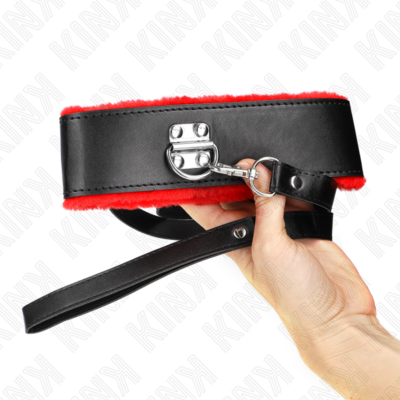 Kink - colar com cinto 116 cm com alça de couro vermelha ajustável 40-48 cm x 6 cm kink collar & gag caliente. Pt