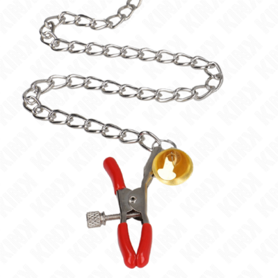 Kink - bell triple nipple and clit camps vermelho com corrente 30 cm kink nipple grip caliente. Pt