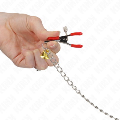 Kink - bell triple nipple and clit camps vermelho com corrente 30 cm kink nipple grip caliente. Pt