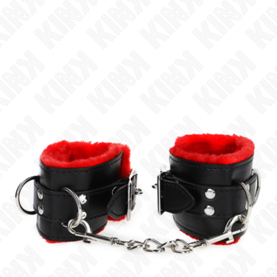 Kink - pulso forro de pele com furos quadrados cinto vermelho e preto ajustável 17-29 cm x 6 cm kink wrist restraint caliente. Pt
