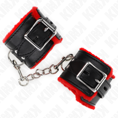 Kink - pulso forro de pele com furos quadrados cinto vermelho e preto ajustável 17-29 cm x 6 cm kink wrist restraint caliente. Pt