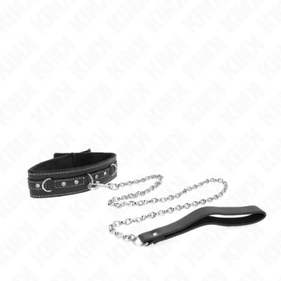 Kink - colar de couro pvc com cinto 105 cm rebite de strass 41,5 x 4 cm kink collar & gag caliente. Pt