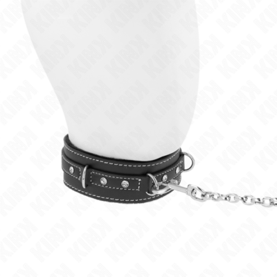 Kink - colar de couro pvc com cinto 105 cm rebite de strass 41,5 x 4 cm kink collar & gag caliente. Pt